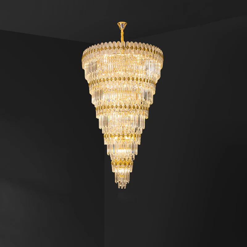 WOMO Tiered Tapered Gold Crystal Chandelier-WM2533 - Image 24