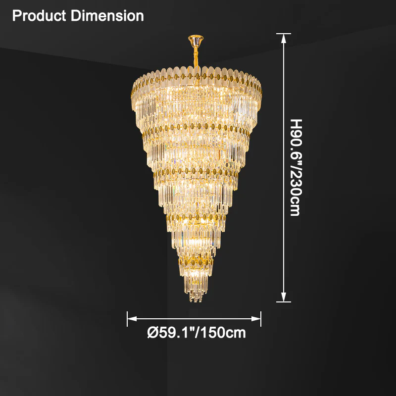 WOMO Tiered Tapered Gold Crystal Chandelier-WM2533 - Image 25