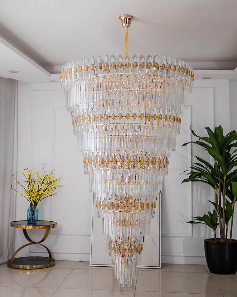 WOMO Tiered Tapered Gold Crystal Chandelier-WM2533 - Image 5