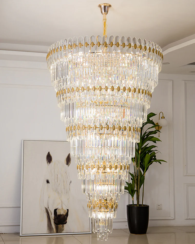 WOMO Tiered Tapered Gold Crystal Chandelier-WM2533 - Image 6