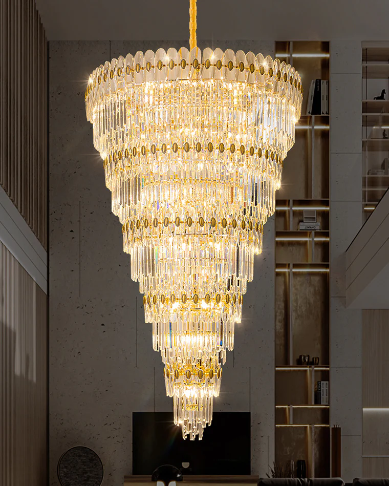 WOMO Tiered Tapered Gold Crystal Chandelier-WM2533 - Image 9