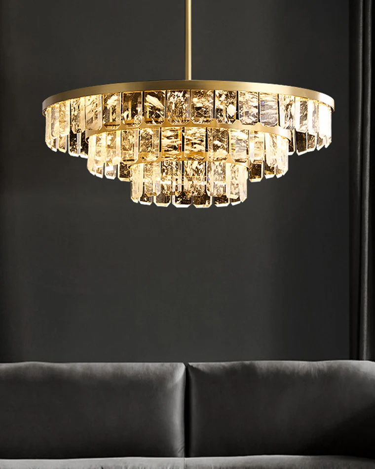 WOMO Tiered Gold Crystal Chandelier-WM2539 - Image 10