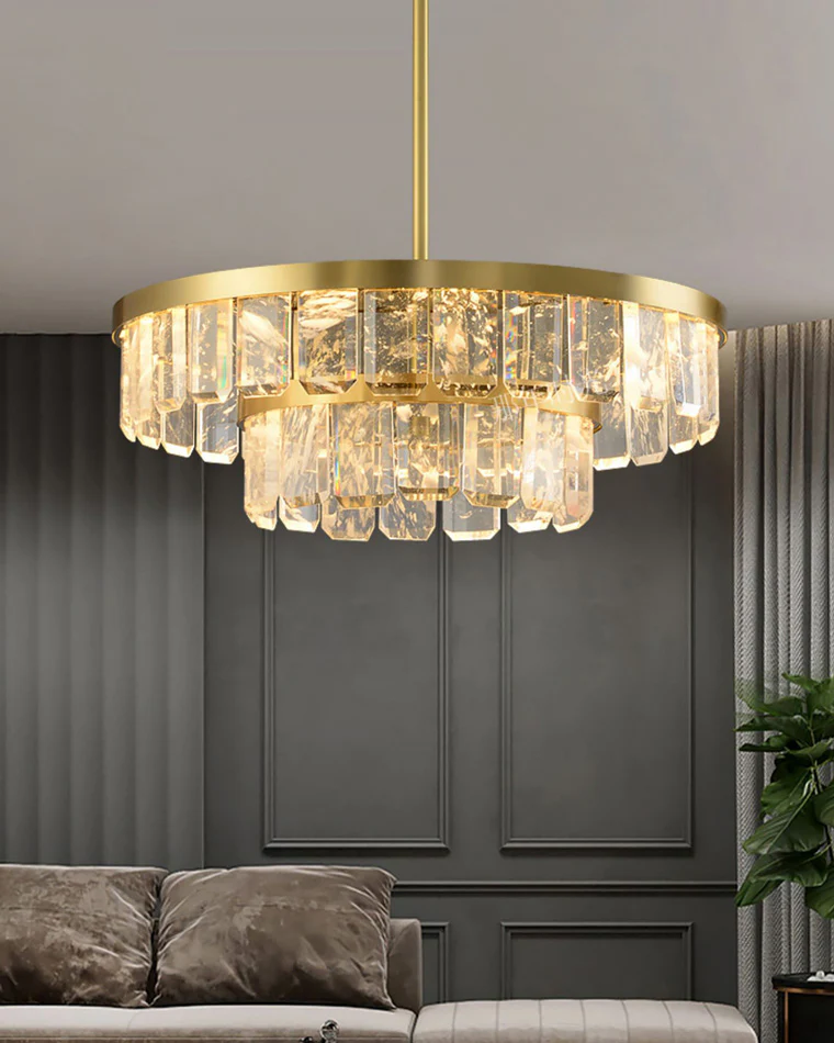 WOMO Tiered Gold Crystal Chandelier-WM2539 - Image 11