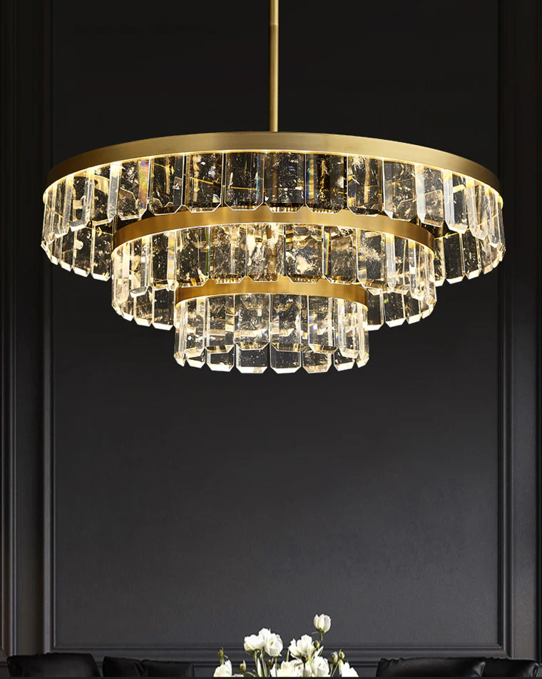WOMO Tiered Gold Crystal Chandelier-WM2539 - Image 12