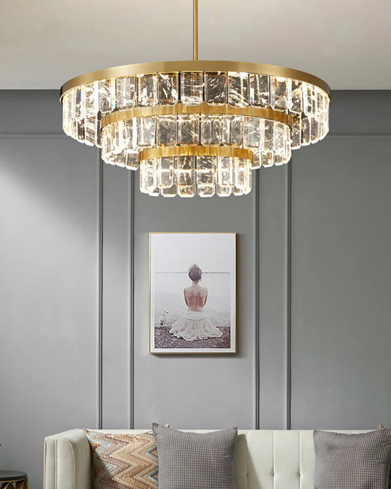 WOMO Tiered Gold Crystal Chandelier-WM2539 - Image 5