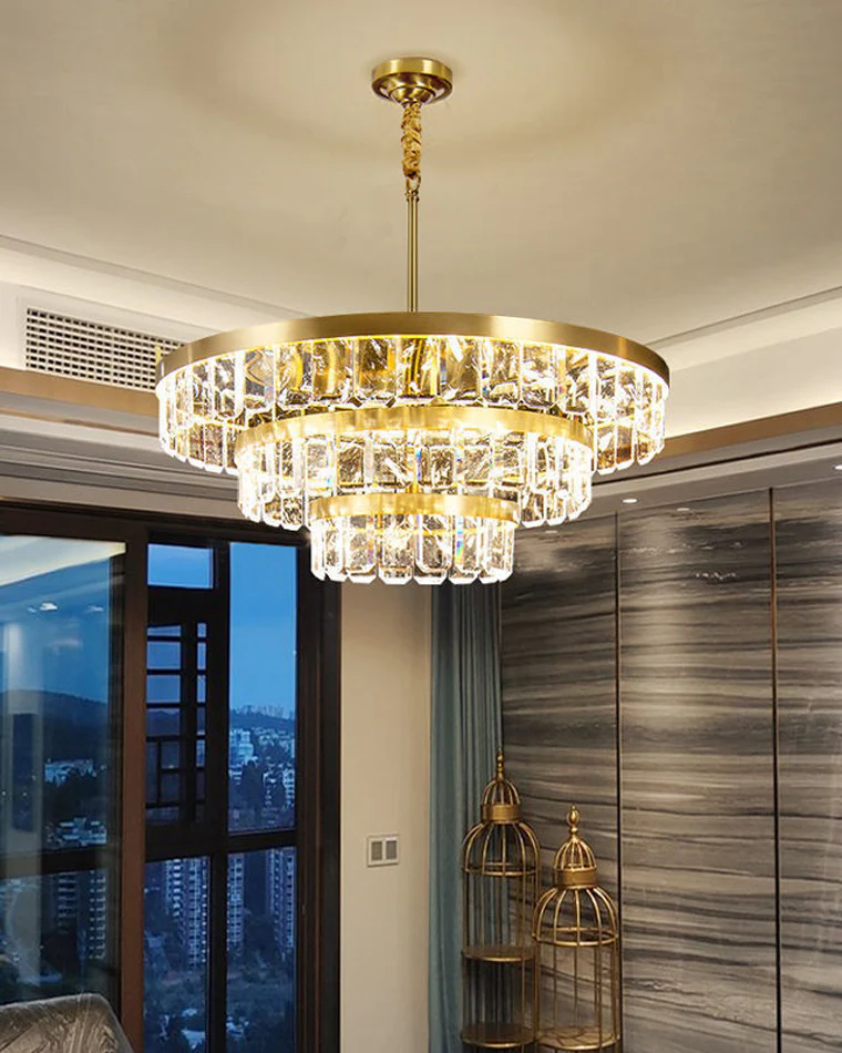 WOMO Tiered Gold Crystal Chandelier-WM2539 - Image 8