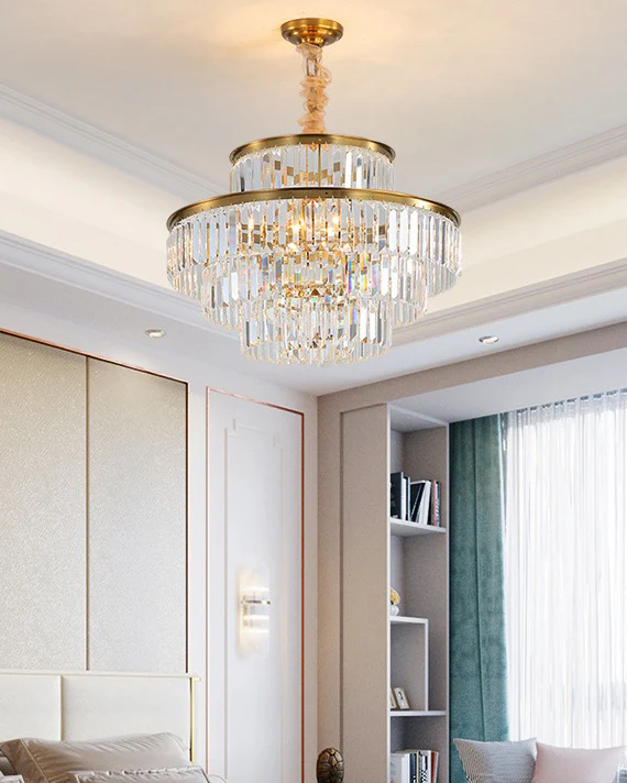 WOMO Tiered Gold Crystal Prism Chandelier-WM2653 - Image 10