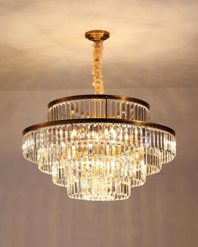 WOMO Tiered Gold Crystal Prism Chandelier-WM2653 - Image 11
