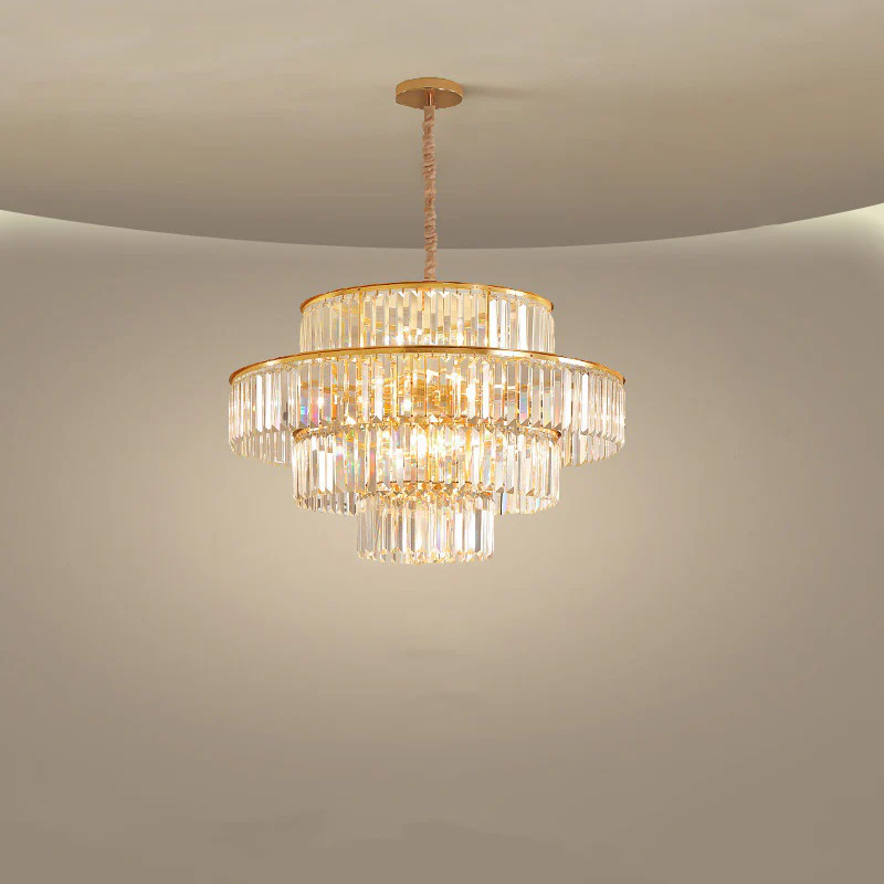 WOMO Tiered Gold Crystal Prism Chandelier-WM2653 - Image 14
