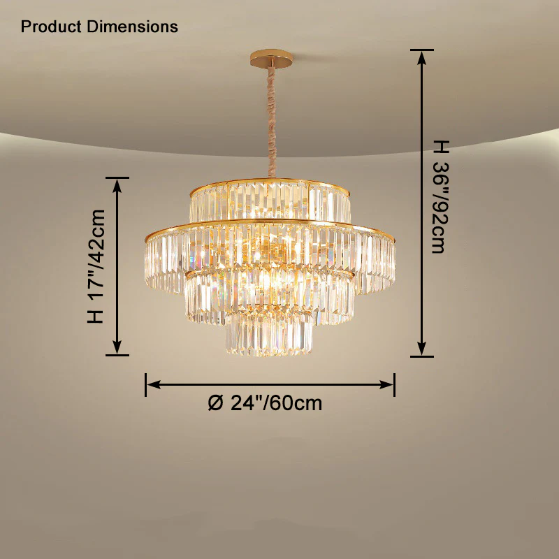 WOMO Tiered Gold Crystal Prism Chandelier-WM2653 - Image 15