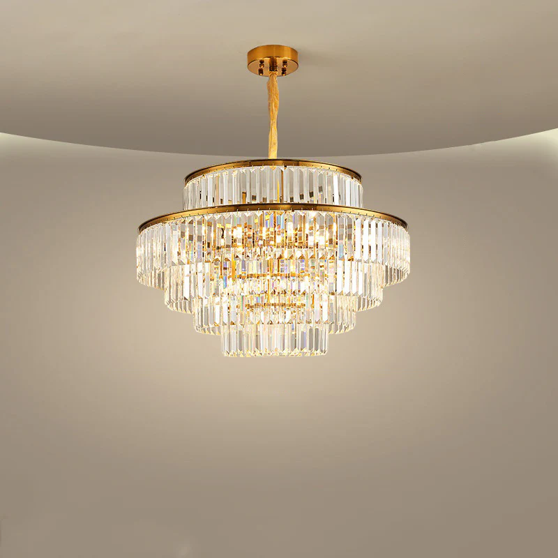 WOMO Tiered Gold Crystal Prism Chandelier-WM2653 - Image 16
