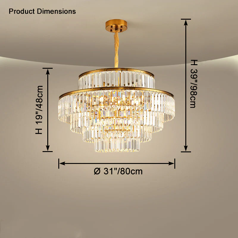 WOMO Tiered Gold Crystal Prism Chandelier-WM2653 - Image 17
