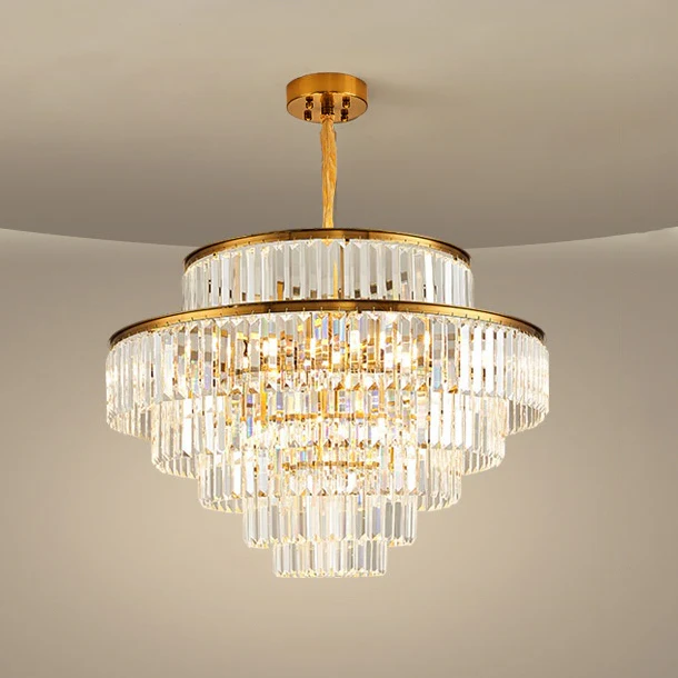 WOMO Tiered Gold Crystal Prism Chandelier-WM2653 - Image 18