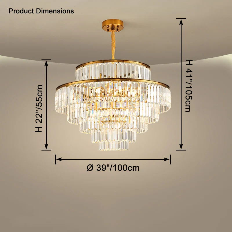 WOMO Tiered Gold Crystal Prism Chandelier-WM2653 - Image 19