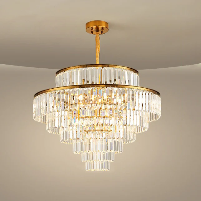 WOMO Tiered Gold Crystal Prism Chandelier-WM2653 - Image 20