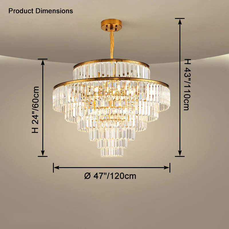 WOMO Tiered Gold Crystal Prism Chandelier-WM2653 - Image 21