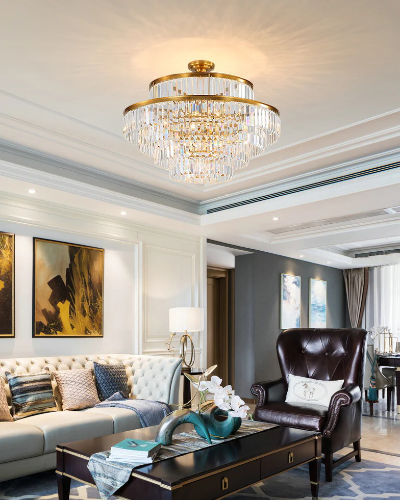 WOMO Tiered Gold Crystal Prism Chandelier-WM2653 - Image 7