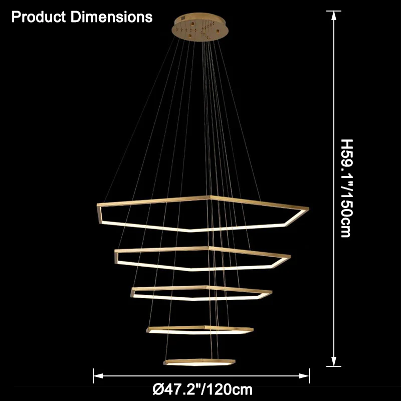WOMO Tiered Hexagon Led Chandelier-WM2463 - Image 29