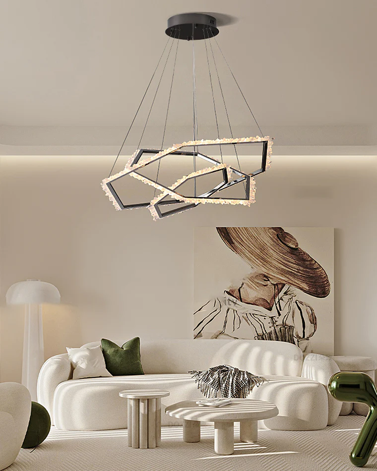 WOMO Tiered Hexagon Crystal Chandelier-WM2712 - Image 10