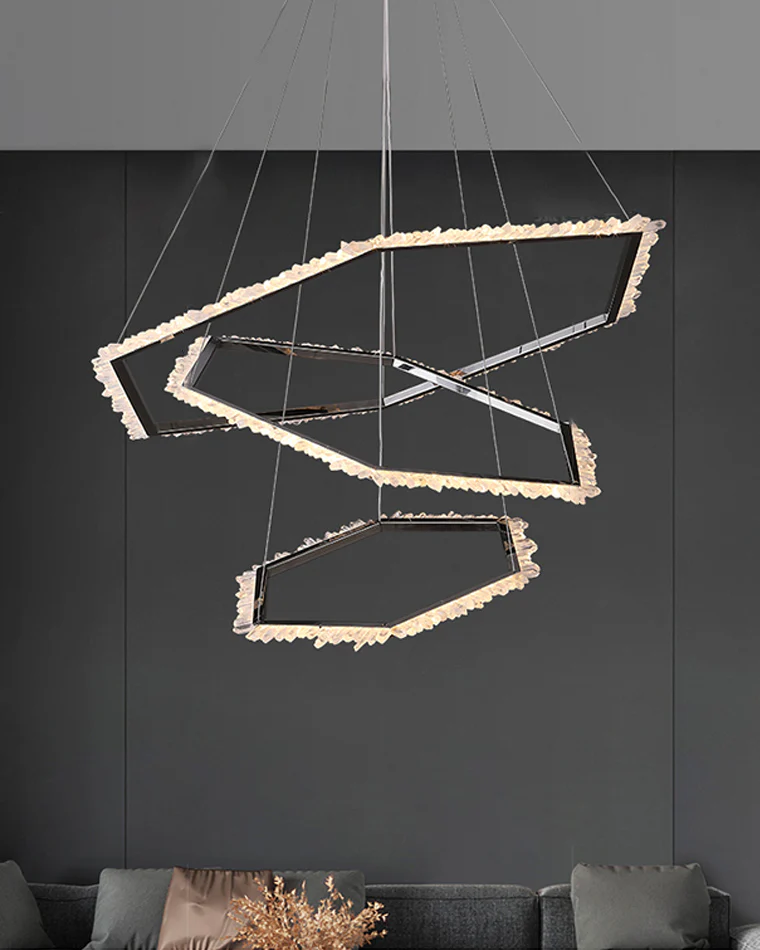 WOMO Tiered Hexagon Crystal Chandelier-WM2712 - Image 5