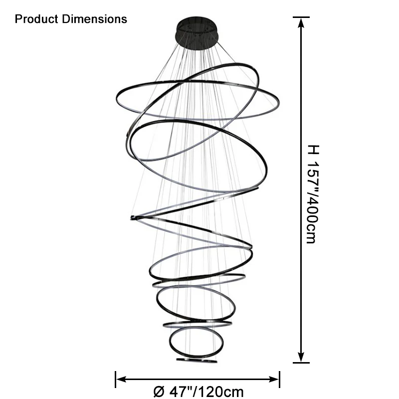 WOMO Black Tiered Circular Led Chandelier-WM2652 - Image 20