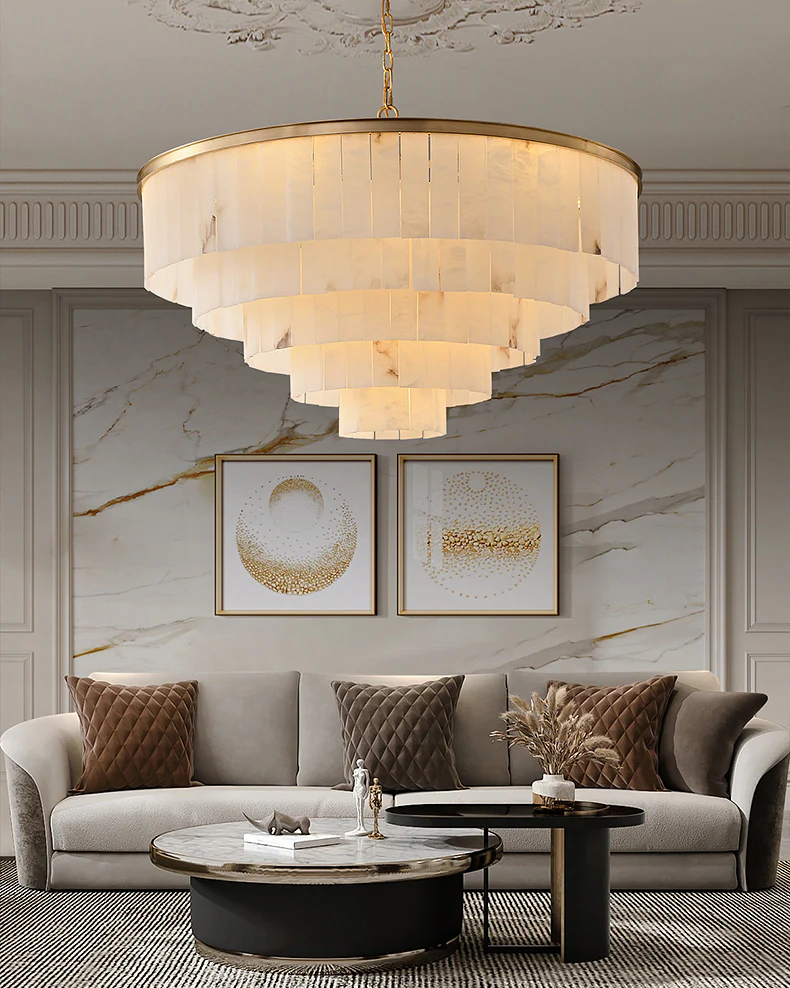 WOMO Tiered Round Alabaster Chandelier-WM2853 - Image 2