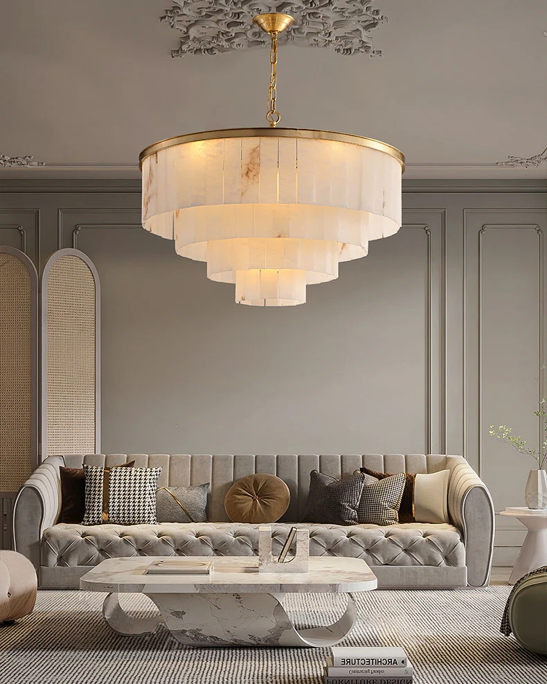WOMO Tiered Round Alabaster Chandelier-WM2853 - Image 3