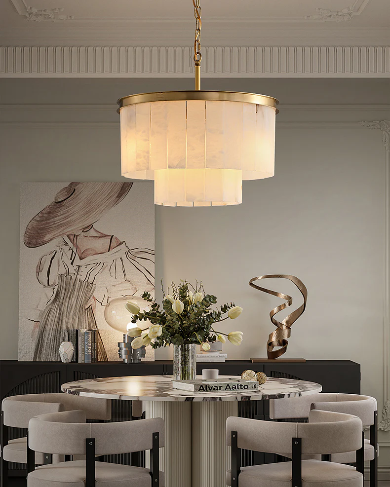 WOMO Tiered Round Alabaster Chandelier-WM2853 - Image 4