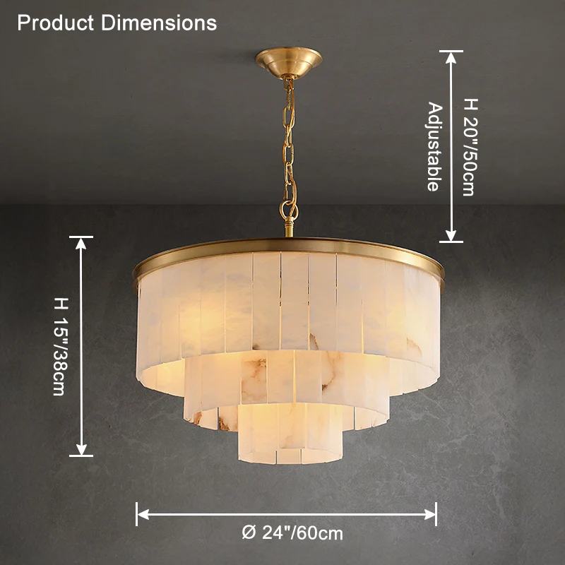 WOMO Tiered Round Alabaster Chandelier-WM2853 - Image 9