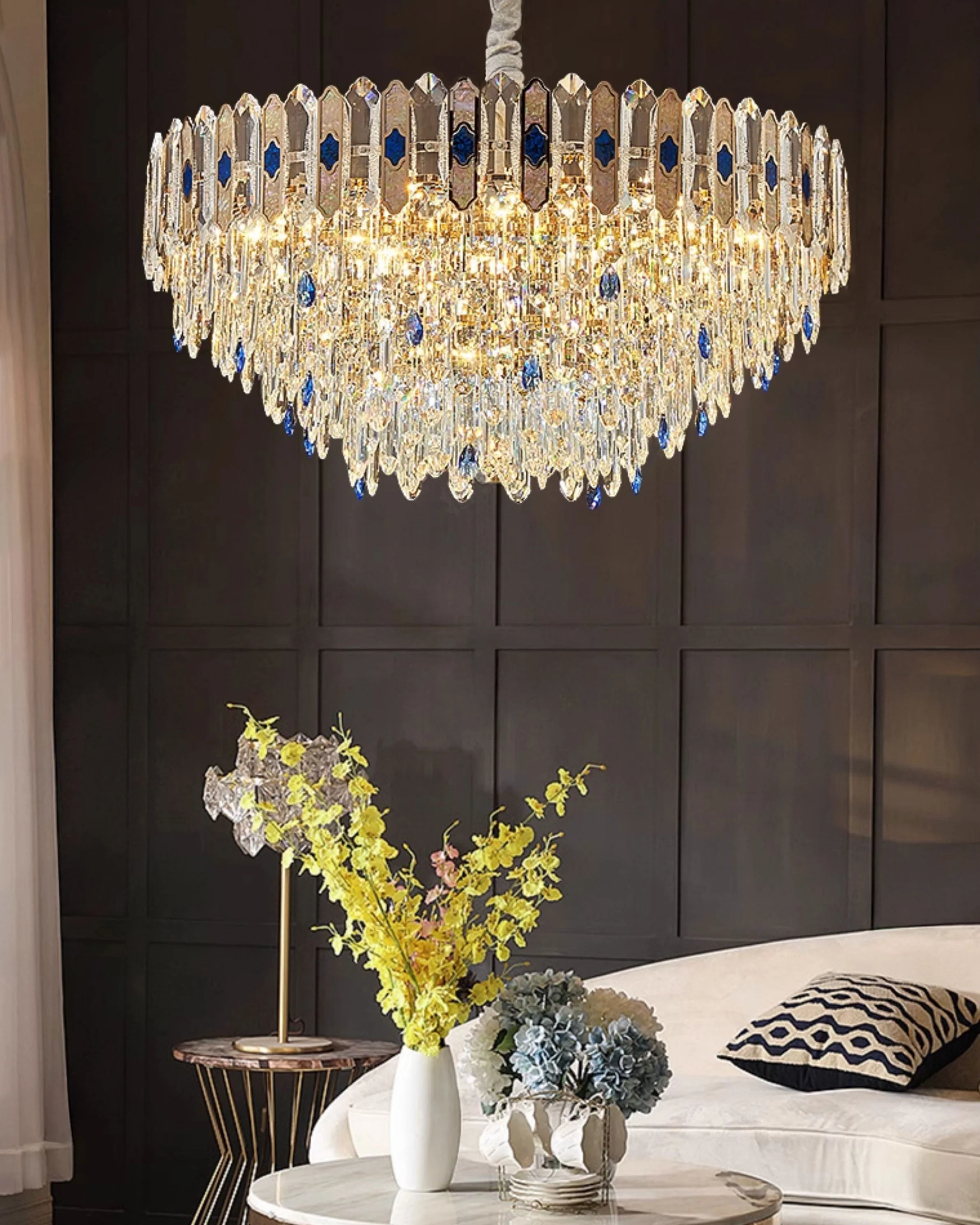 WOMO Tiered Round/Oval Crystal Chandelier-WM3030 - Image 3