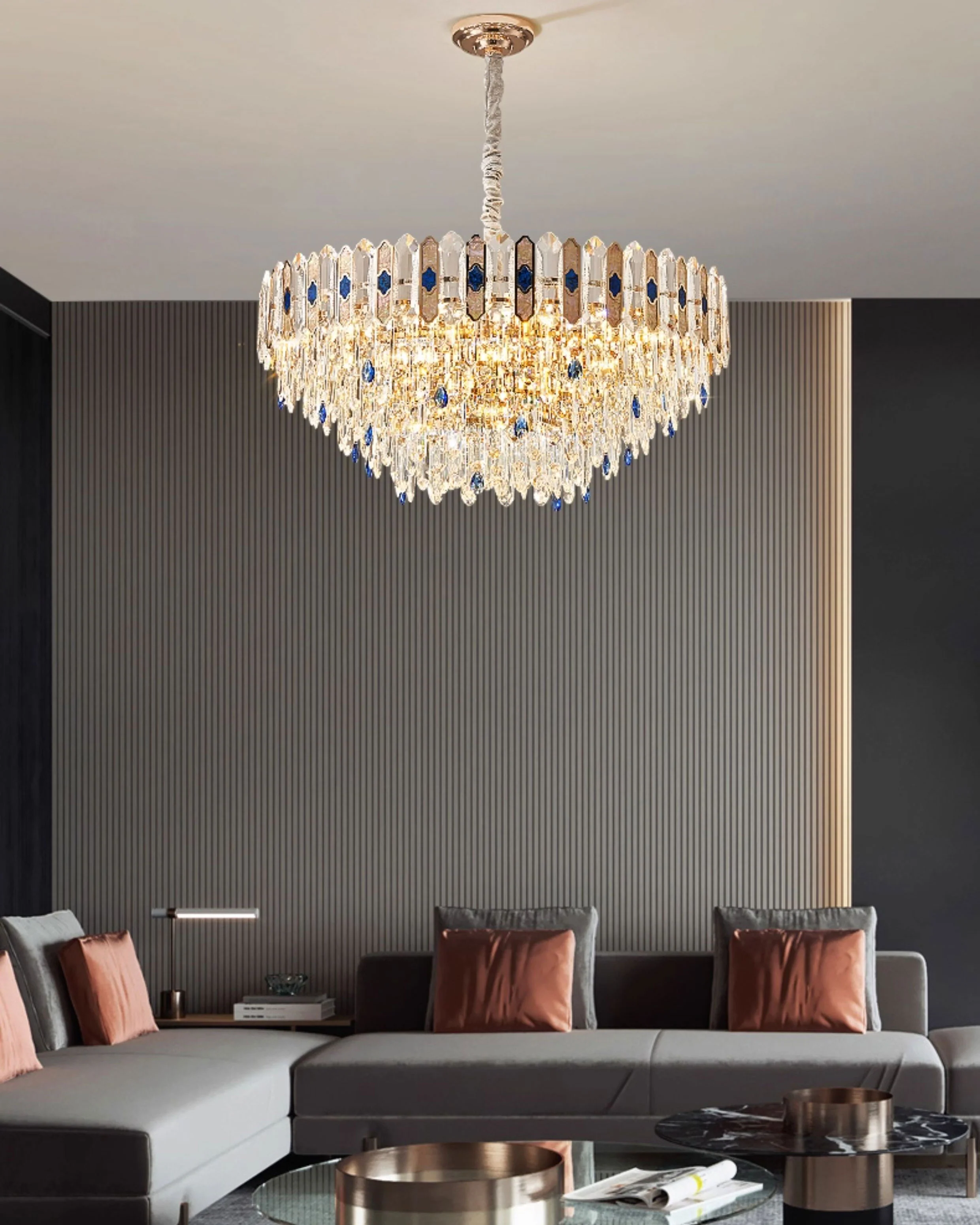 WOMO Tiered Round/Oval Crystal Chandelier-WM3030 - Image 6