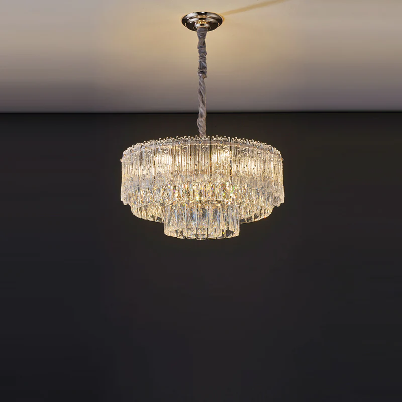 WOMO Tiered Round/Oval Crystal Chandelier-WM3039 - Image 11