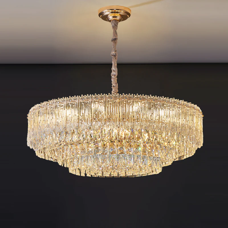 WOMO Tiered Round/Oval Crystal Chandelier-WM3039 - Image 14