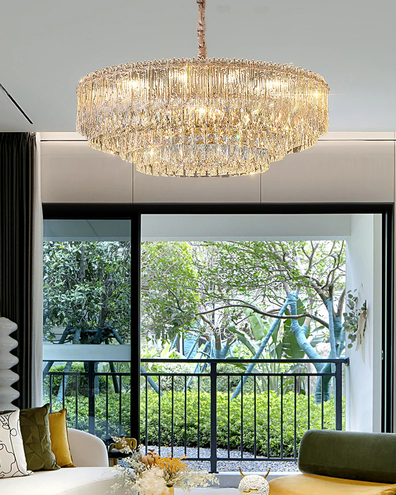 WOMO Tiered Round/Oval Crystal Chandelier-WM3039 - Image 5