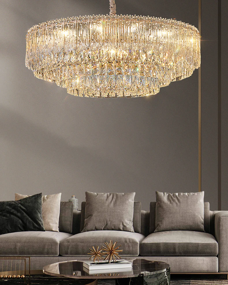 WOMO Tiered Round/Oval Crystal Chandelier-WM3039 - Image 9