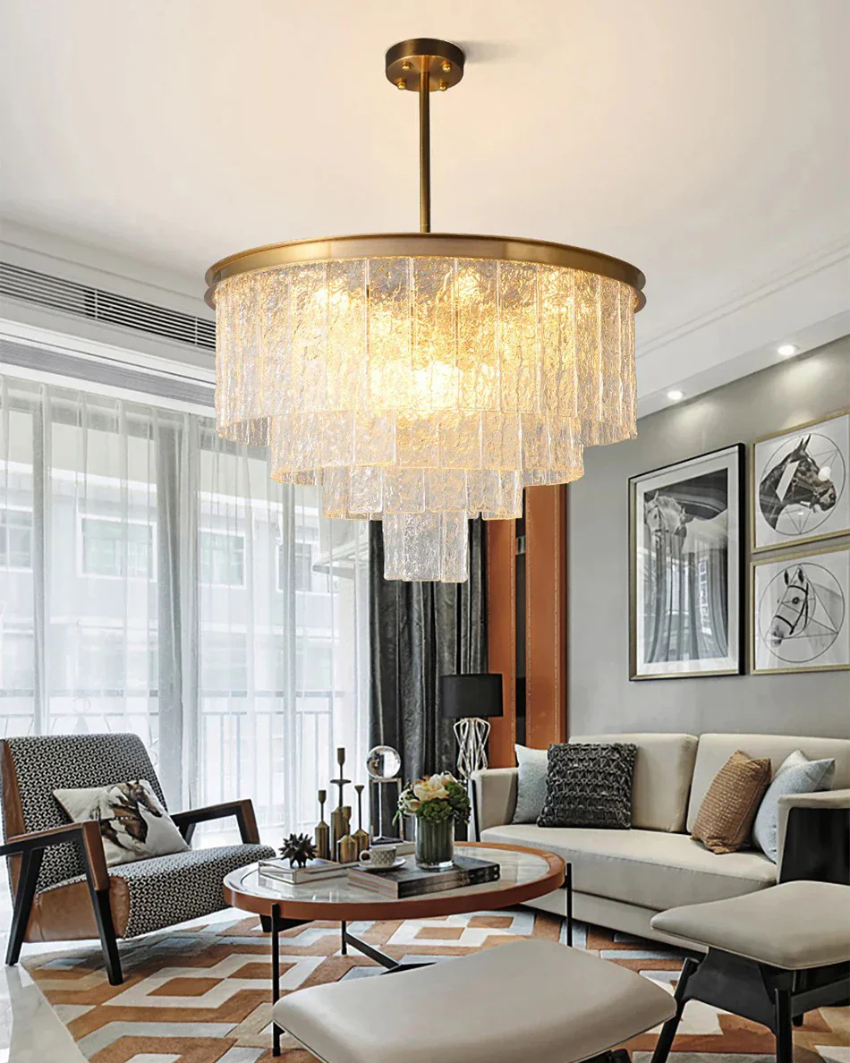 WOMO Gold Tiered Glass Chandelier-WM2601 - Image 11