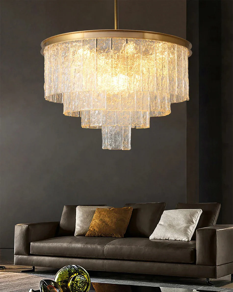 WOMO Gold Tiered Glass Chandelier-WM2601 - Image 2