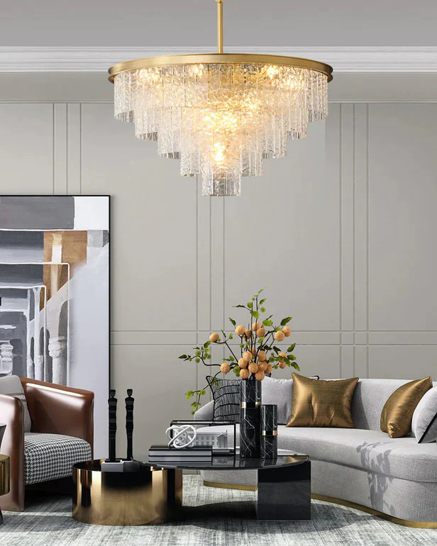 WOMO Gold Tiered Glass Chandelier-WM2601 - Image 3