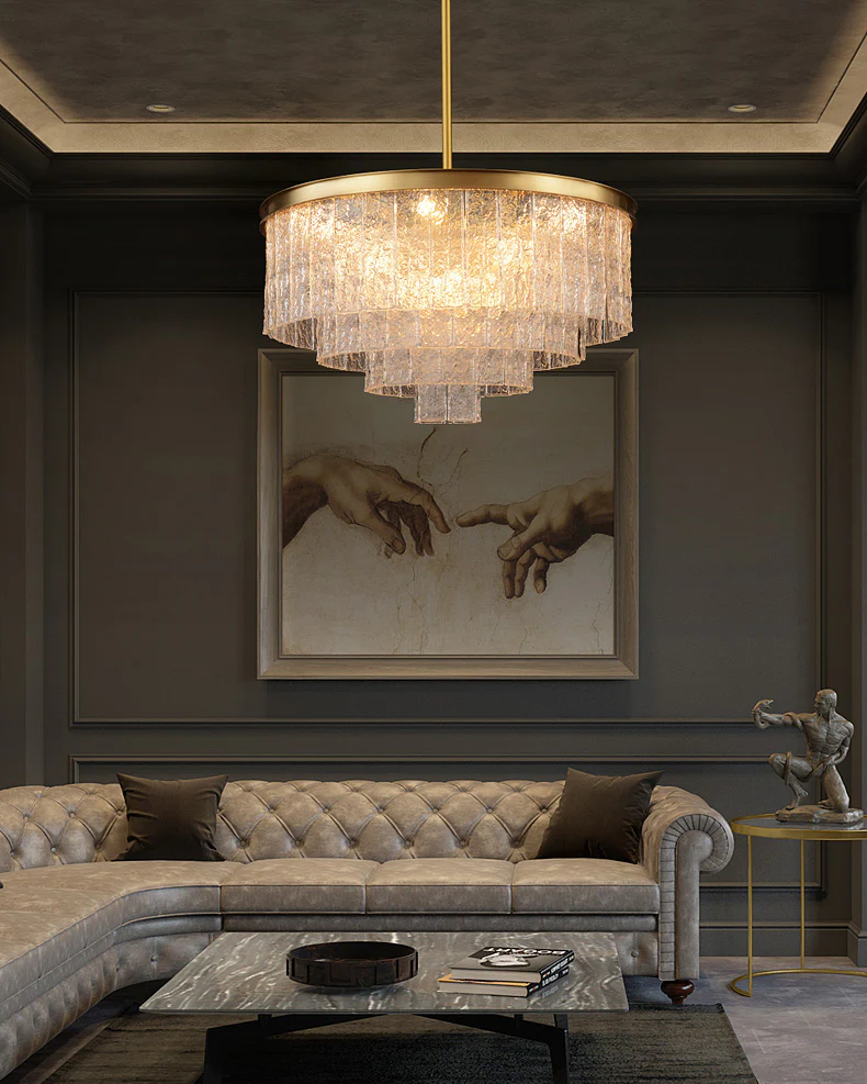 WOMO Gold Tiered Glass Chandelier-WM2601 - Image 4