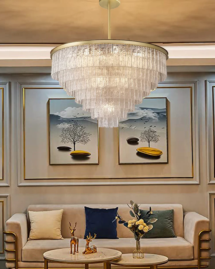 WOMO Gold Tiered Glass Chandelier-WM2601 - Image 9