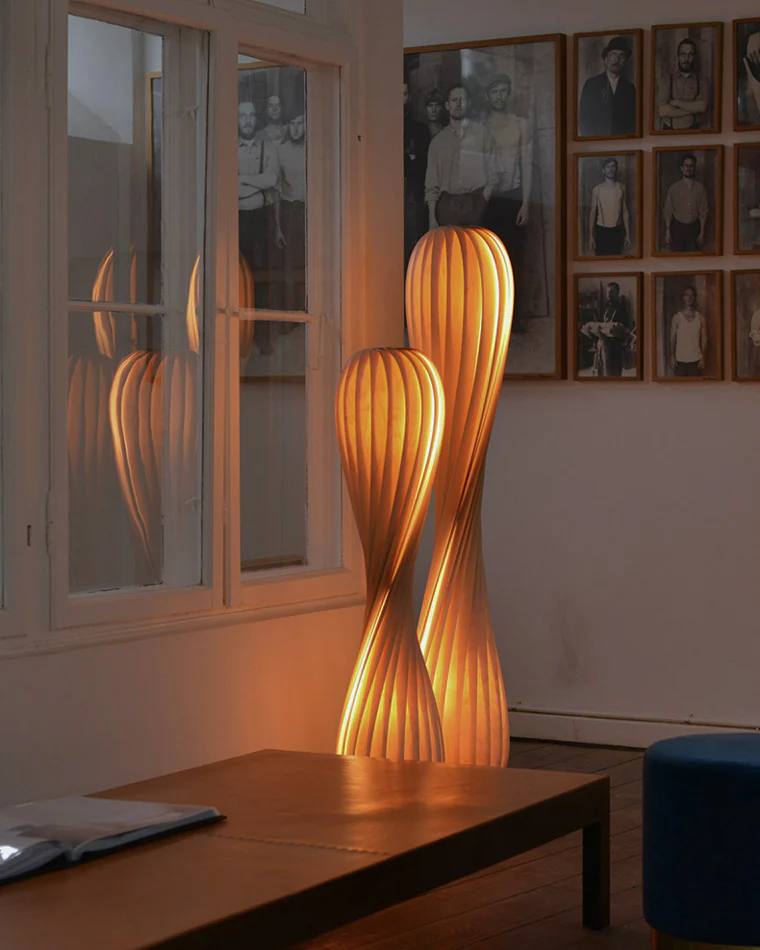 WOMO Twisted Tower Wood Floor Lamp-WM7044 - Image 2