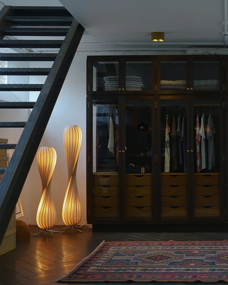 WOMO Twisted Tower Wood Floor Lamp-WM7044 - Image 4