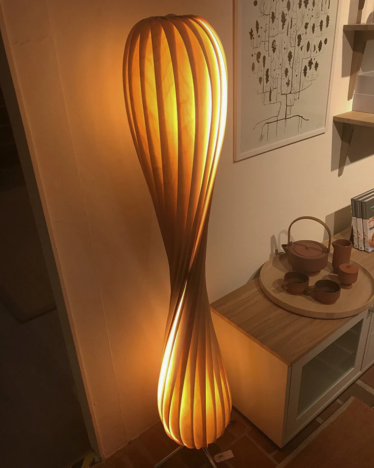 WOMO Twisted Tower Wood Floor Lamp-WM7044 - Image 8