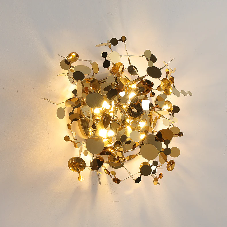 WOMO Unique Gold Leaf Wall Sconce-WM6155 - Image 9