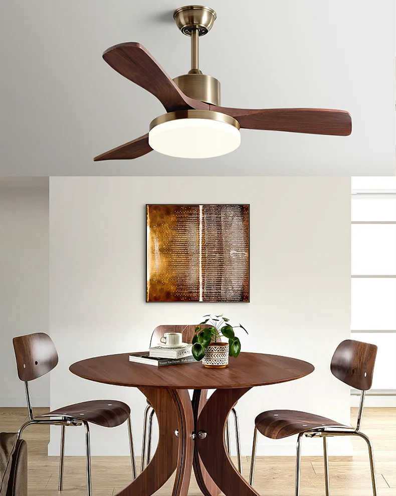 WOMO Gold Wood Ceiling Fan with Bright Light - WM5171 - Image 2