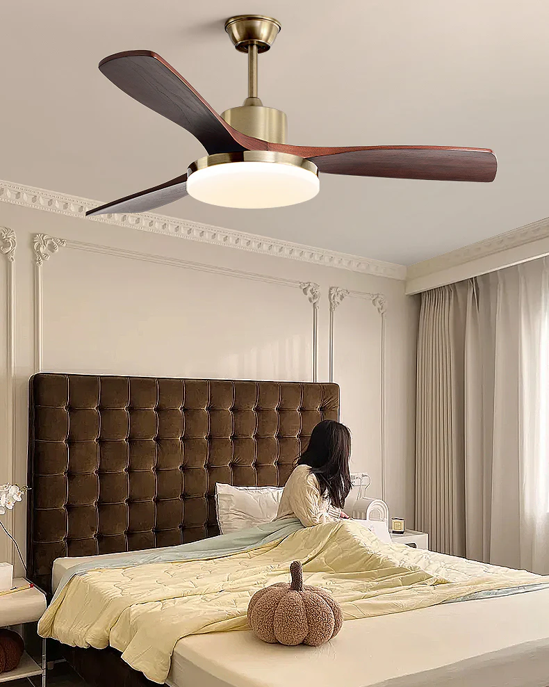 WOMO Gold Wood Ceiling Fan with Bright Light - WM5171 - Image 4
