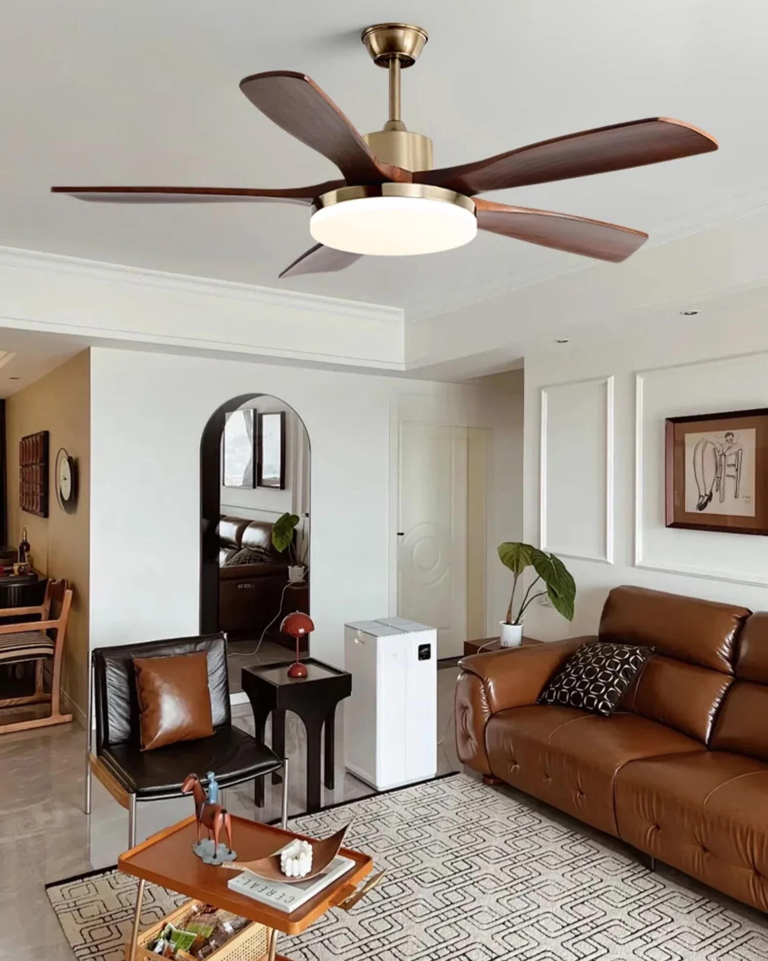 WOMO Gold Wood Ceiling Fan with Bright Light - WM5171 - Image 6