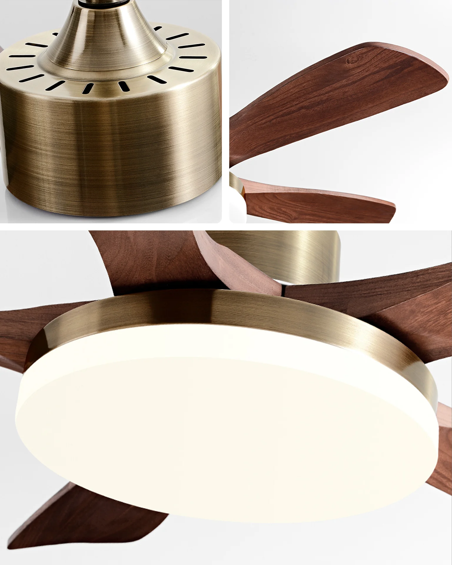 WOMO Gold Wood Ceiling Fan with Bright Light - WM5171 - Image 7