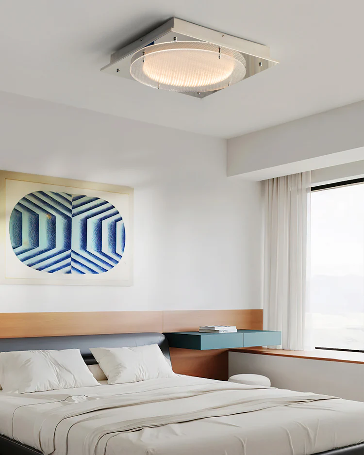 WOMO Walnut/Chrome Square Ceiling Light-WM1218 - Image 3