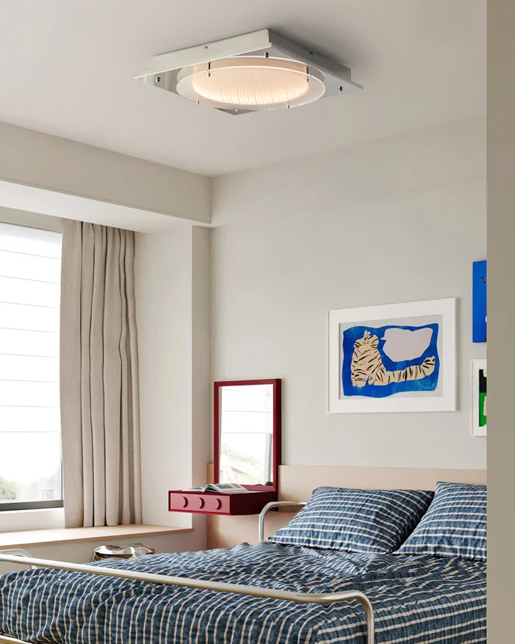 WOMO Walnut/Chrome Square Ceiling Light-WM1218 - Image 4